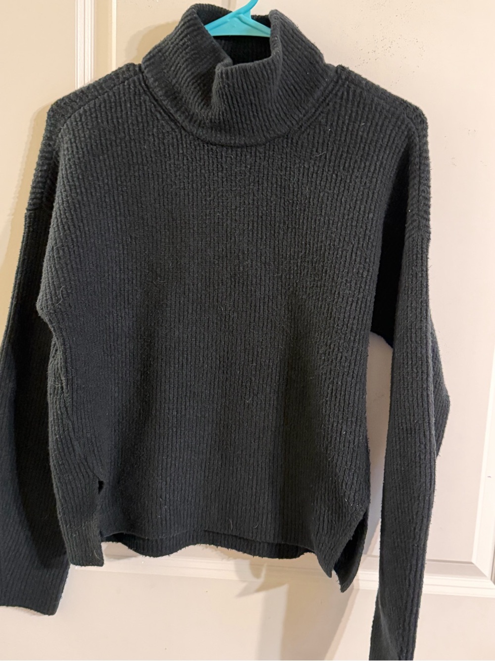 Abercrombie & Fitch Black Ribbed Mock Turtleneck Sweater